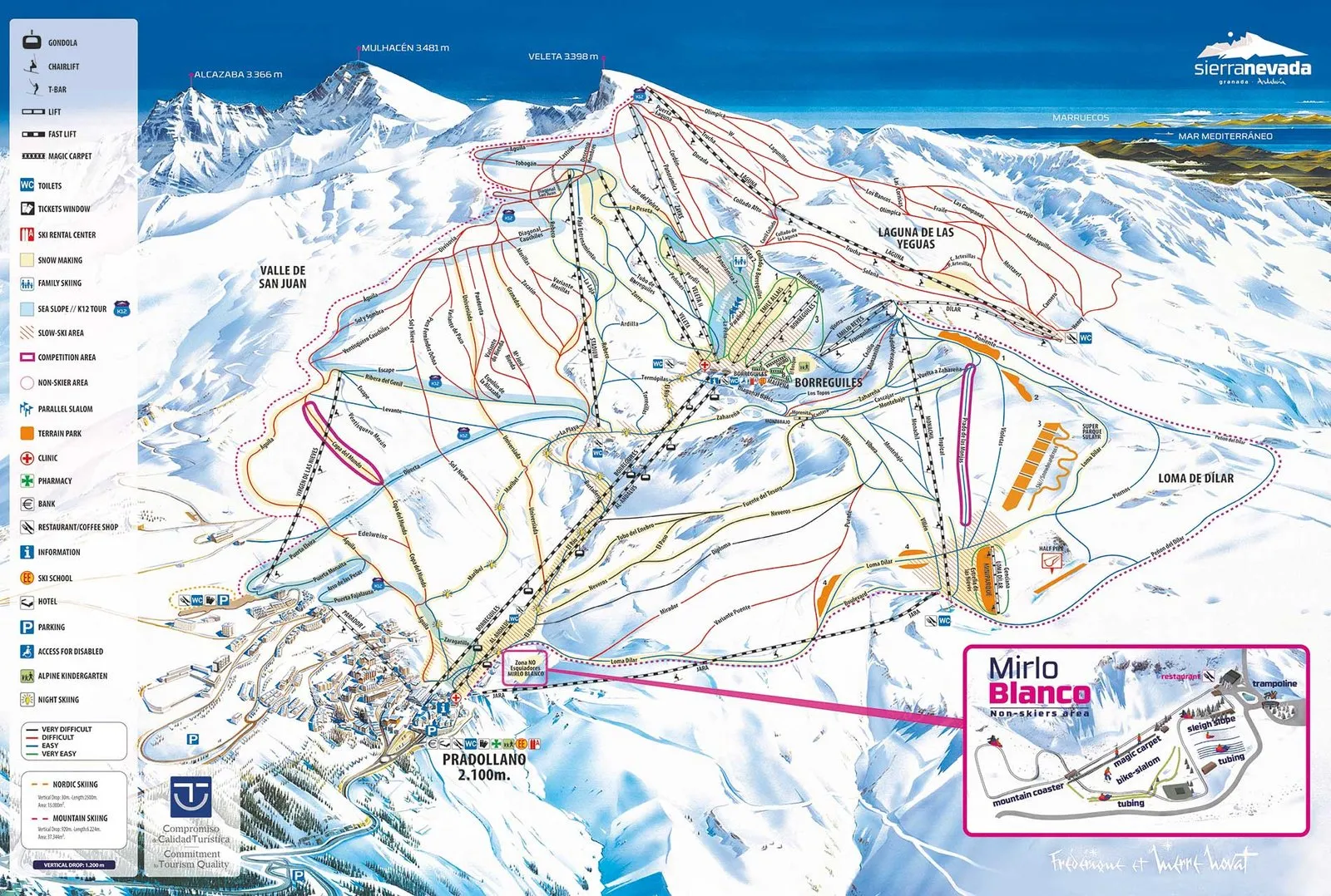 Plano de las pistas de la estación de esquí de Sierra Nevada